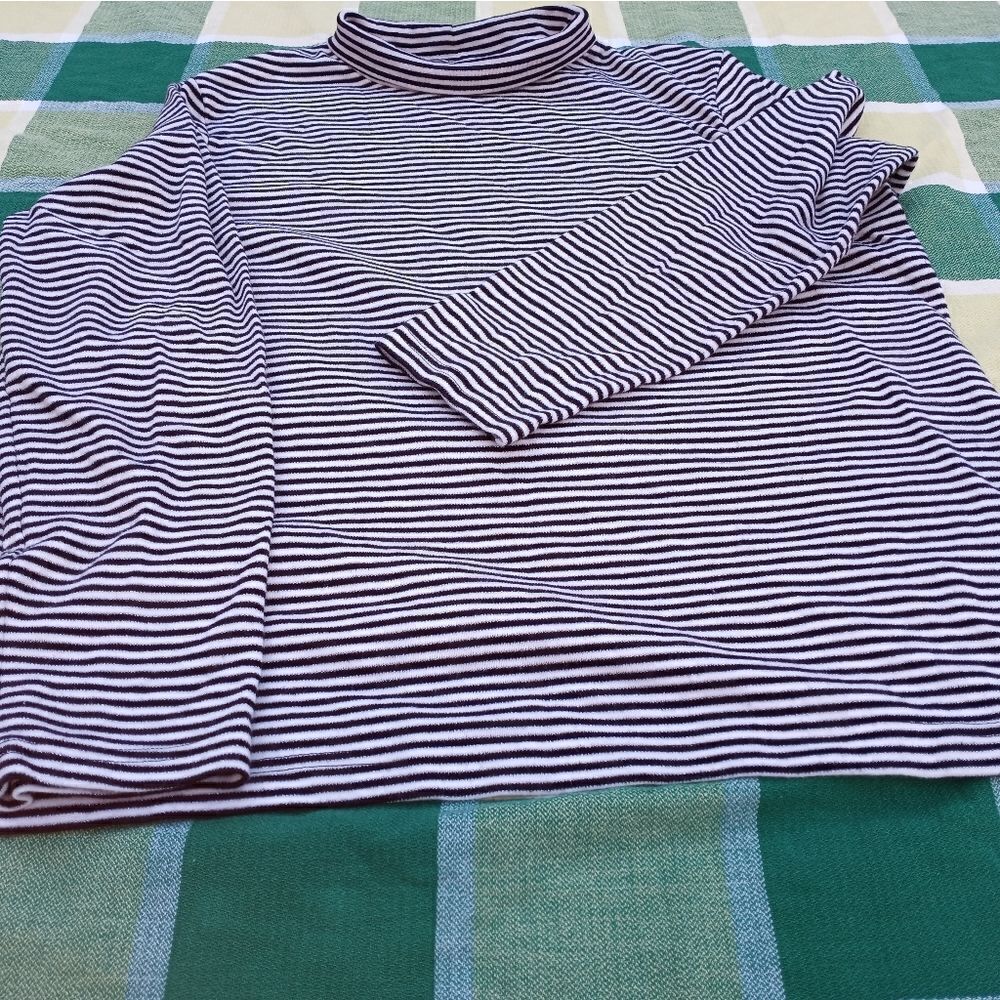 Croft & Barrow Striped White Black Long Sleeve  Metalic Women’s Sweater Size XL
